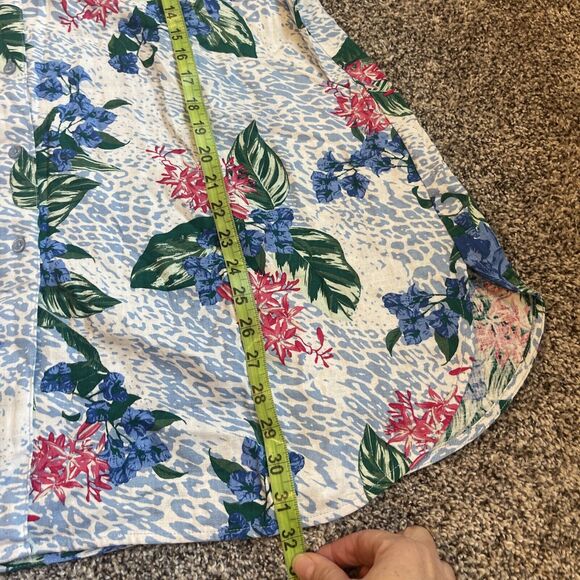 Jessica London Linen Rayon Tunic Top Floral Button Shirt 3/4 Sleeve Women’s 16W - Picture 6 of 8